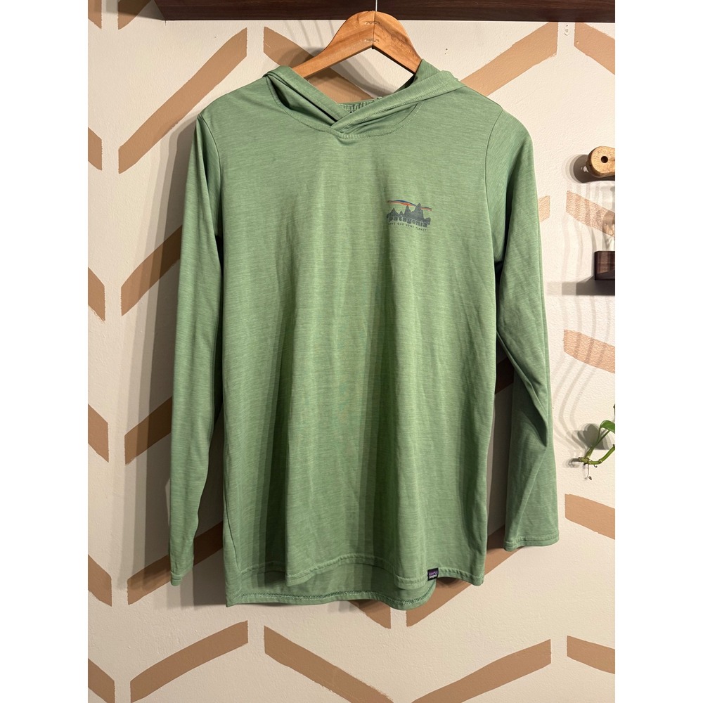 Patagonia Hooded Pullover Women Size Medium Green Save Our Home Planet Graphic